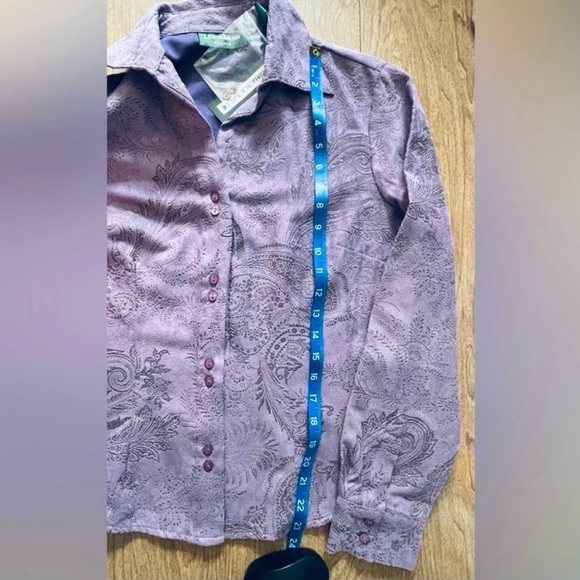 NWT Lemon Grass Studio Women's Medium Classic Purple Button Down Shirt - Picture 5 of 6